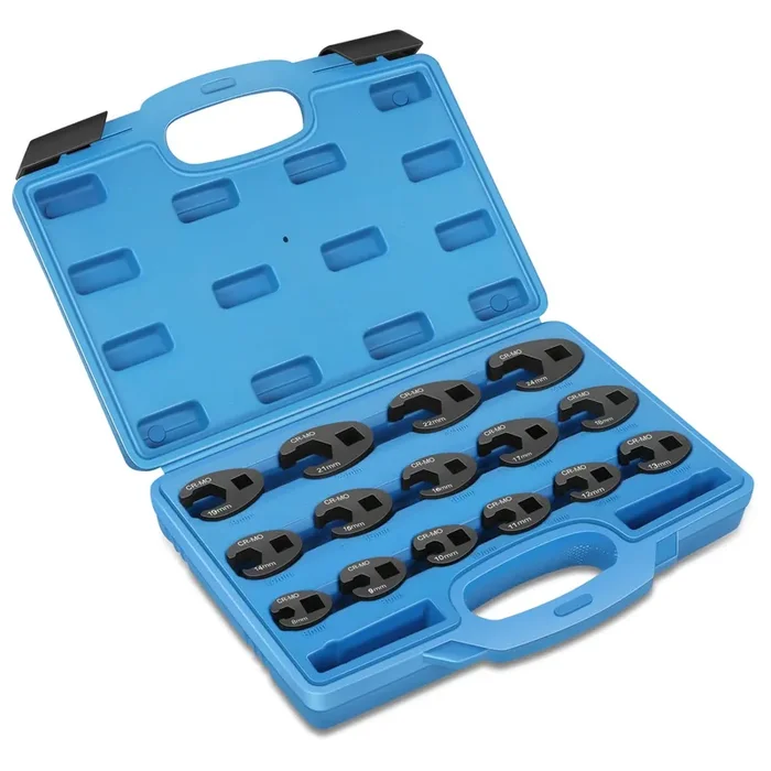 15pc Crowfoot Flare Nut Tool Kit W/ Storage Box