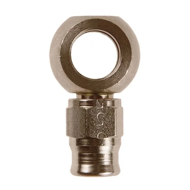 3/8″ (10mm) banjo fitting short neck. Stainless