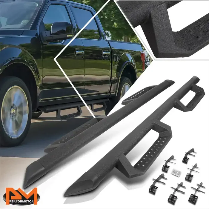 3 in. Wide Drop Down Side Steps Nerf Bar 15-22 Ford F-150 F-250 F-350 Super Duty Crew Cab