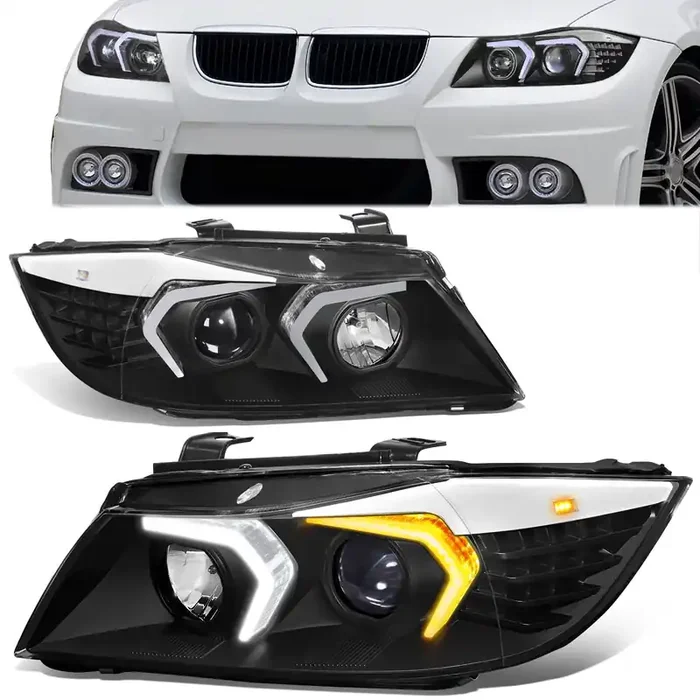3D LED DRL Switchback Projector Headlights 09-12 BMW 323i 325i 328i 335i 335d