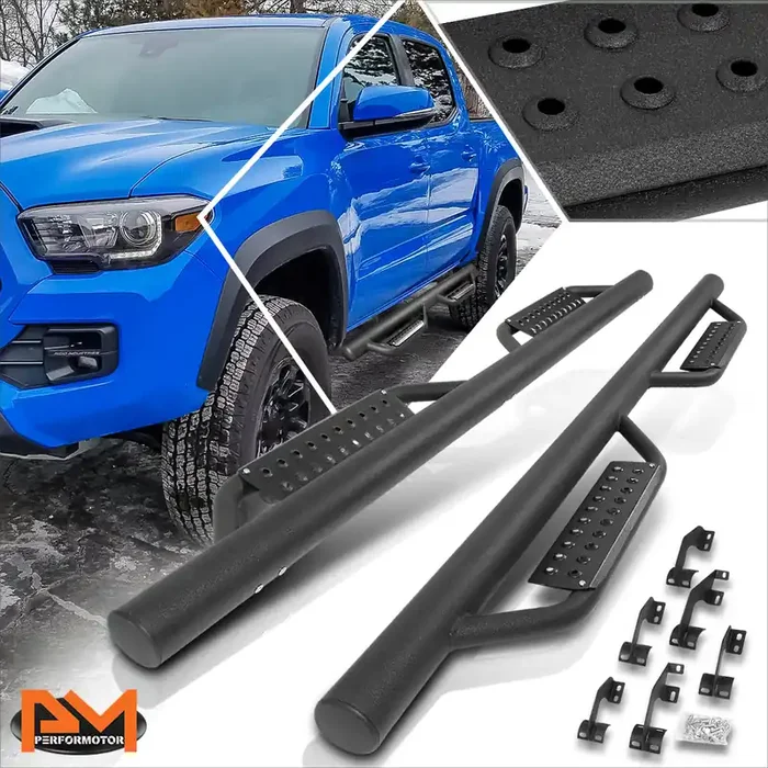 4.5 In. Wide Drop Down Style Round Side Step Nerf Bar 05-21 Toyota Tacoma Double Cab