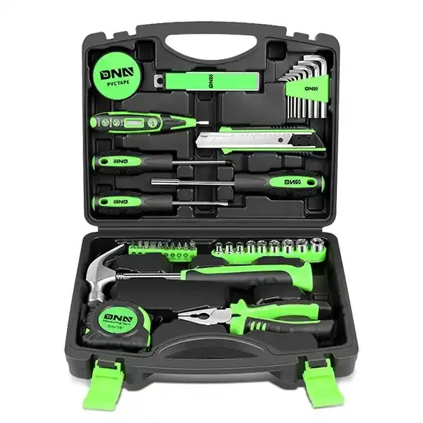 46 Pieces Household Hand Tool Kit with Toolbox (Green)