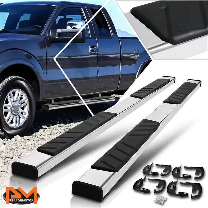 5 in. Wide Flat Step Bar Running Boards 04-14 Ford F-150 Super Cab