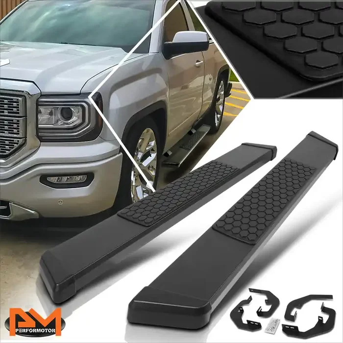 5 in. Wide Flat Step Bar Running Boards 07-19 Chevy Silverado GMC Sierra 2-Dr Standard Cab