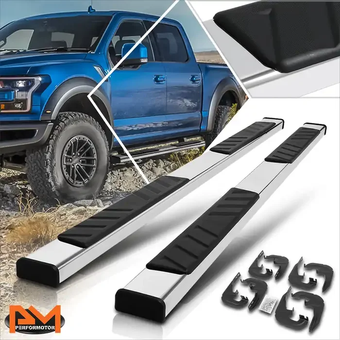 5 in. Wide Flat Step Bar Running Boards 19-21 Chevy Silverado GMC Sierra Crew Cab
