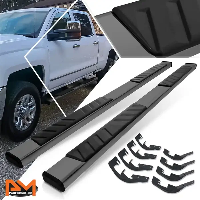 5 in. Wide Side Step Bar Running Boards 07-19 Chevy Silverado GMC Sierra Crew Cab
