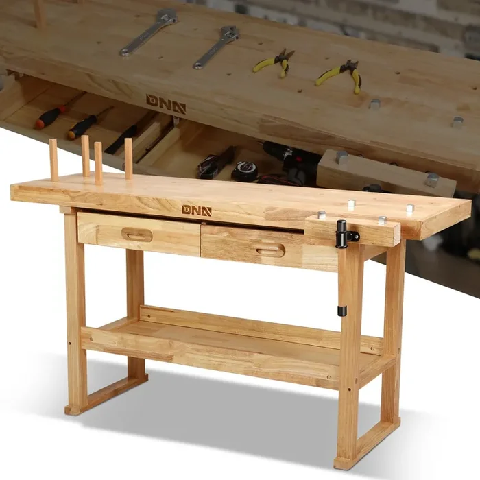 59.84 L x 24.4 W x 32.28 in. H Wood Workbench w/ 2 Additional Drawer