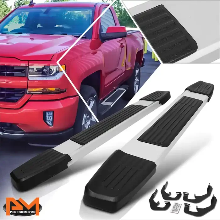 6 in. Wide Flat Step Bar Running Board 07-19 Chevy Silverado GMC Sierra Standard Cab