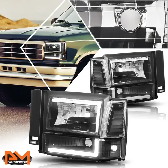 Black Housing LED DRL Headlights 91-94 Ford Explorer