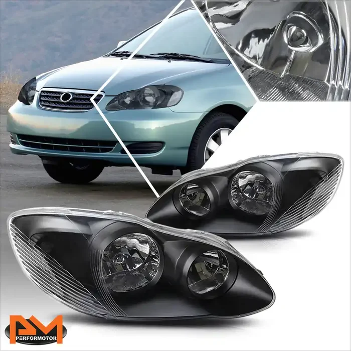 Black Housing OE Style Headlights 03-08 Toyota Corolla