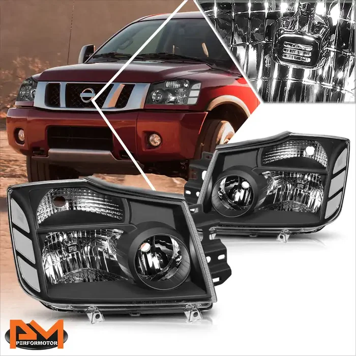 Black Housing OE Style Headlights 04-15 Nissan Titan, 05-07 Armada