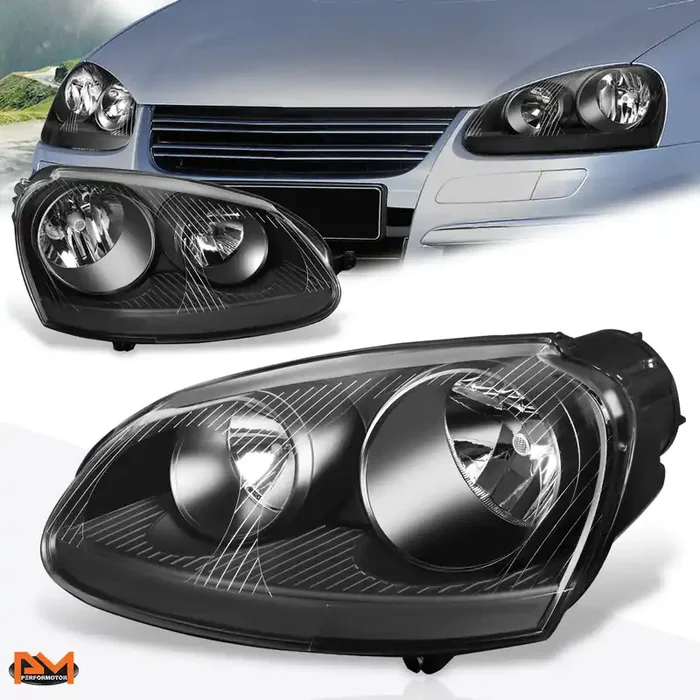 Black Housing OE Style Headlights 05-10 Volkswagen Jetta, 06-09 Rabbit