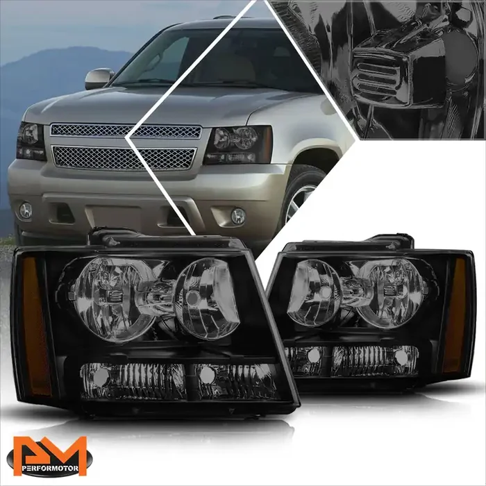 Black Housing OE Style Headlights 07-14 Chevy Avalanche Tahoe Suburban 1500 2500