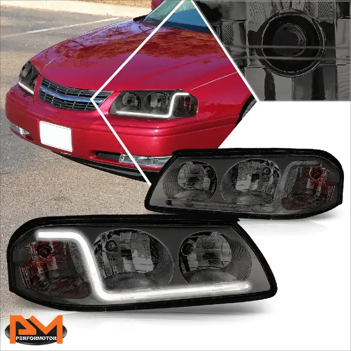 Chrome Housing LED DRL Headlights 00-05 Chevy Impala