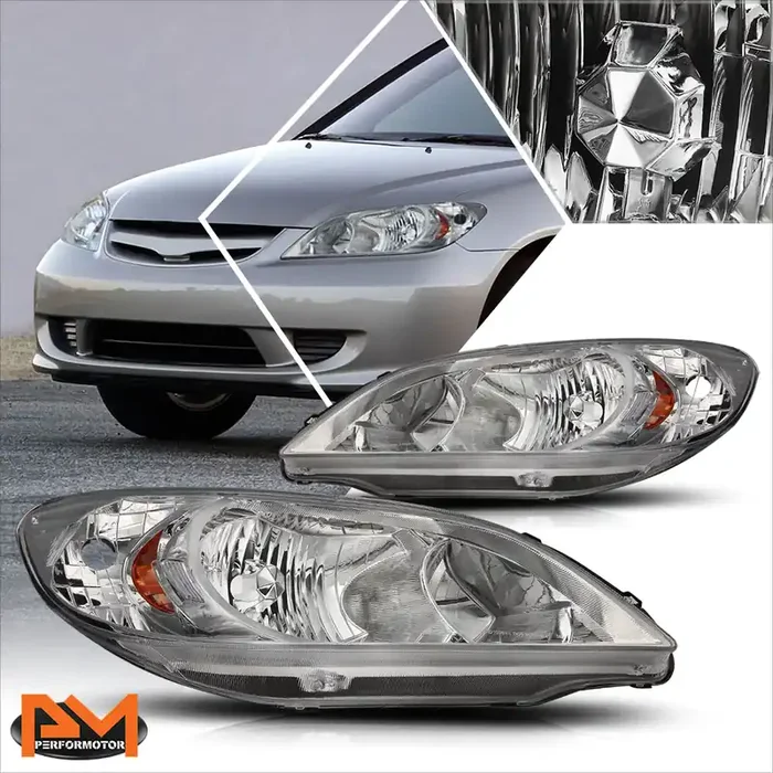Chrome Housing OE Style Headlights 04-05 Honda Civic