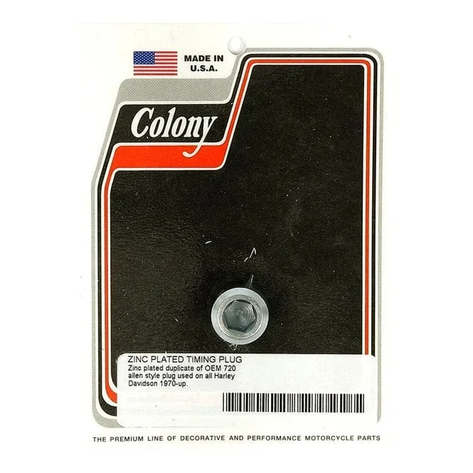 Colony timing plug. OEM style Allen. Zinc Timing plug: 38-99 B.T. (excl. Twin Cam); 52-03 XL; 38-73 45″ Flathead. Oil tank: L1981 FLH 80 Classic; 54-81 K, XL. Foot lever & bracket assembly rear brake: 80-82 FXWG.