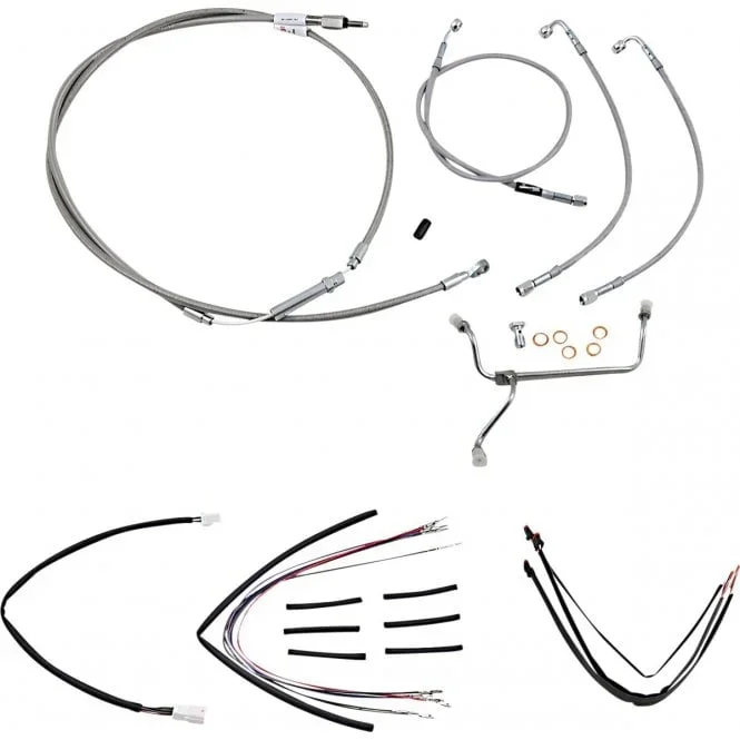 Complete Stainless Braided Handlebar Cable/Brake Line Kit Touring
