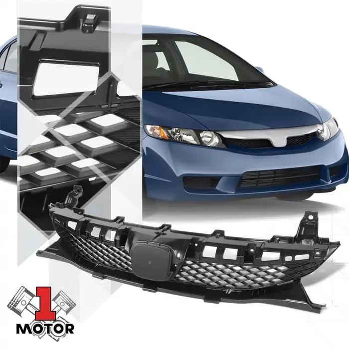 Factory Style Black Honeycomb Mesh Bumper Grille 09-11 Honda Civic Sedan