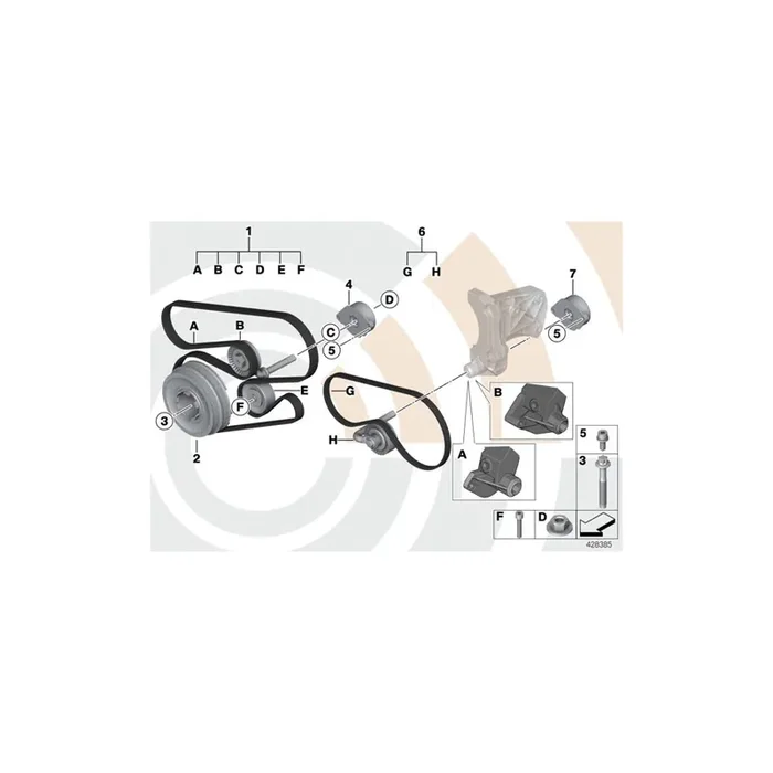 Genuine BMW 11282339125 E39 E38 E46 Set, Belts For Water Pump, Alternator VALUE LINE (Inc. 330xd, 530d & 525d)