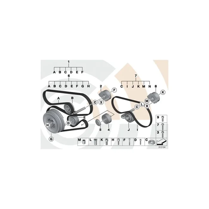 Genuine BMW 11282339152 E60 E61 Set, Drive Belt, A/C Compressor VALUE LINE (Inc. 525d & 530d)