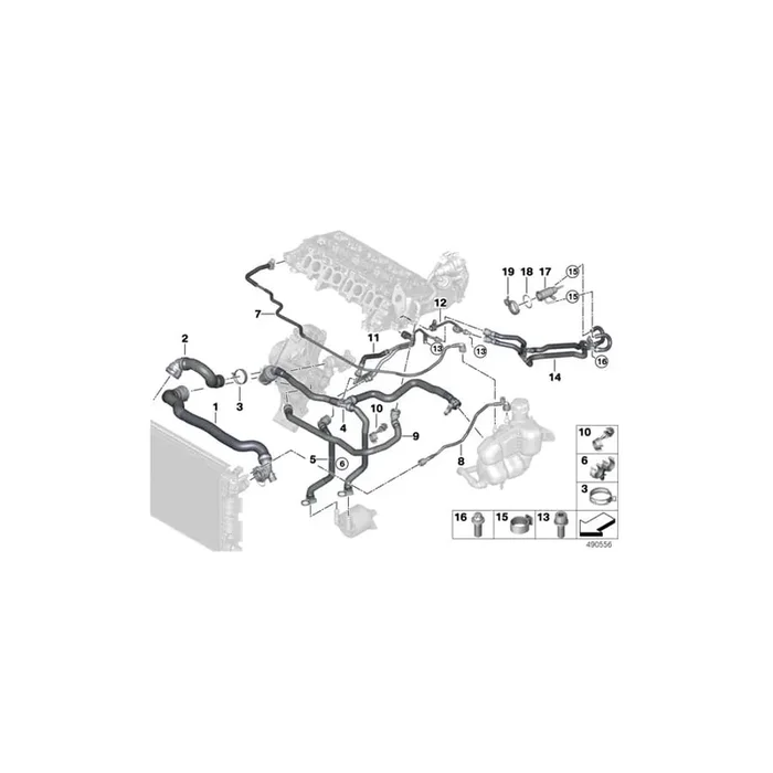 Genuine BMW 11538580491 F45 F39 Wire Hose Connection Cylinder crank case transmiss.oil cooler (Inc. Cooper SD, X1 20d & Cooper D ALL4)