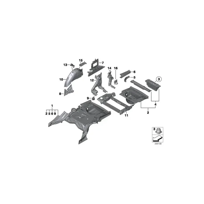 Genuine BMW 41127263809 F11 F11 Reinforcement For Side Member, Left (Inc. 535iX)