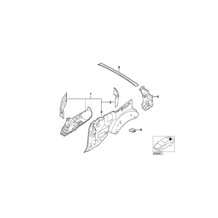 Genuine BMW 41137020740 E46 Inner Right Hood Compartment Panel (Inc. 330Ci)