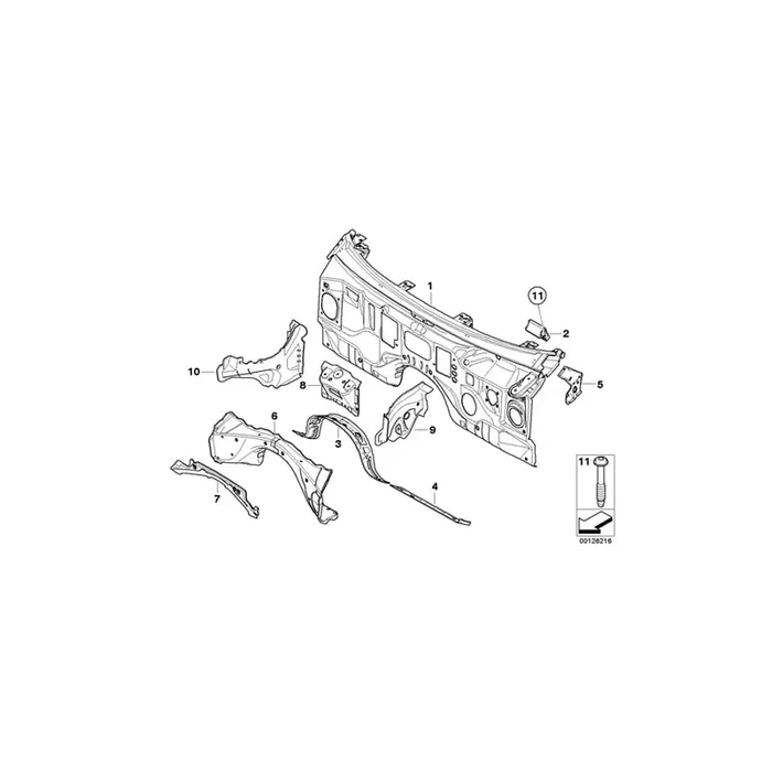 Genuine BMW 41137111822 E60 E64 E63 Reinforcement, Tunnel Center Right (Inc. 550i)