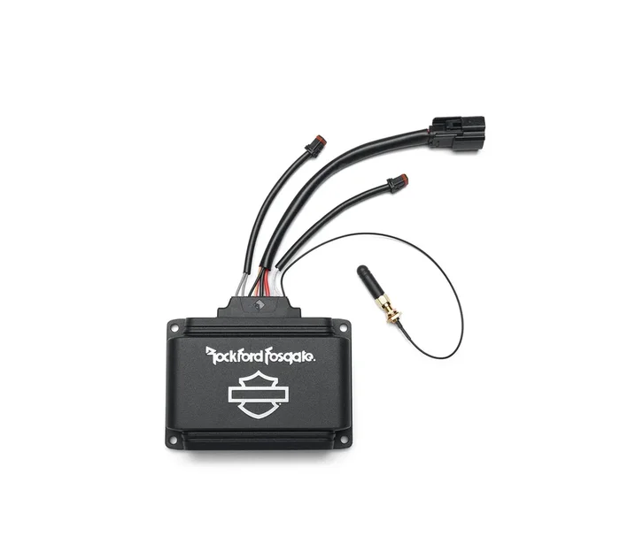 Harley Davidson 76001074 Audio powered by Rockford Fosgate AMPLIFIER,AUD SYS,2 CHANNEL | with 72168-07, 72177-07BK, 72906-11, 72910-11, 76001115
