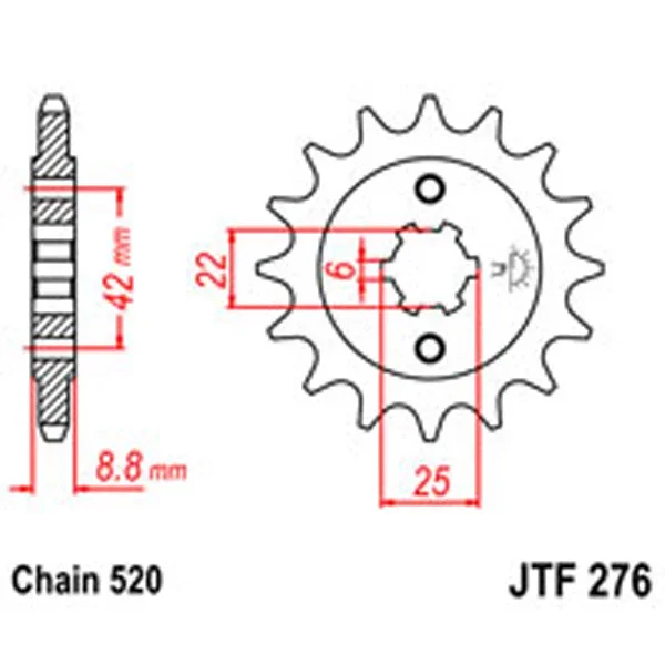 JT Gear Box Sprockets G/B 276-15T HON – Chain & Sprocket Kits