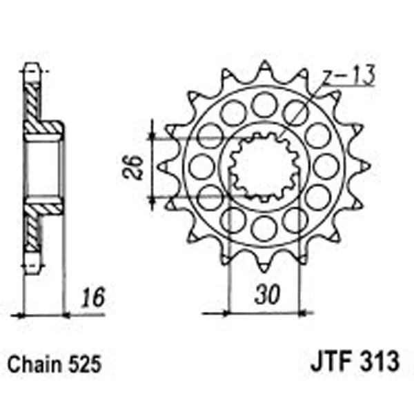 JT Gear Box Sprockets G/B 313-16T HON (344) – Chain & Sprocket Kits