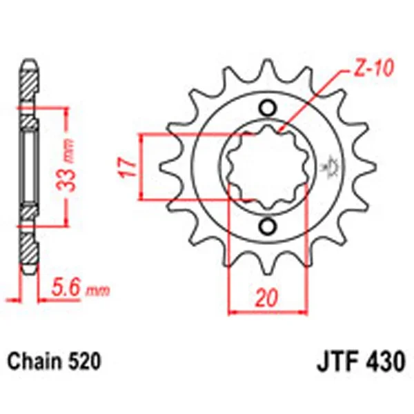 JT Gear Box Sprockets G/B 430-15T SUZ – Chain & Sprocket Kits