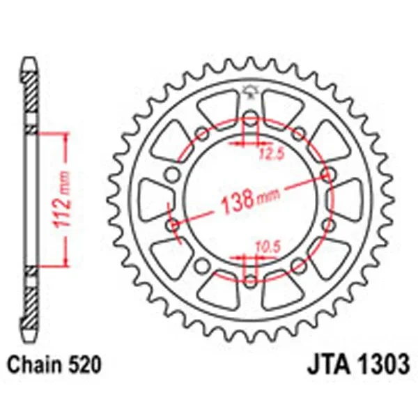 JT Rear Sprockets R/W 1303-44 Alloy – Chain & Sprocket Kits