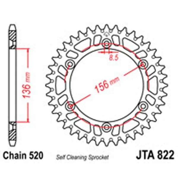 JT Rear Sprockets R/W 822-49SC Alloy – Chain & Sprocket Kits