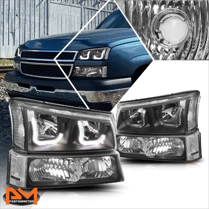 LED DRL Halo Headlights 03-06 Chevy Silverado Avalanche 1500 2500 3500