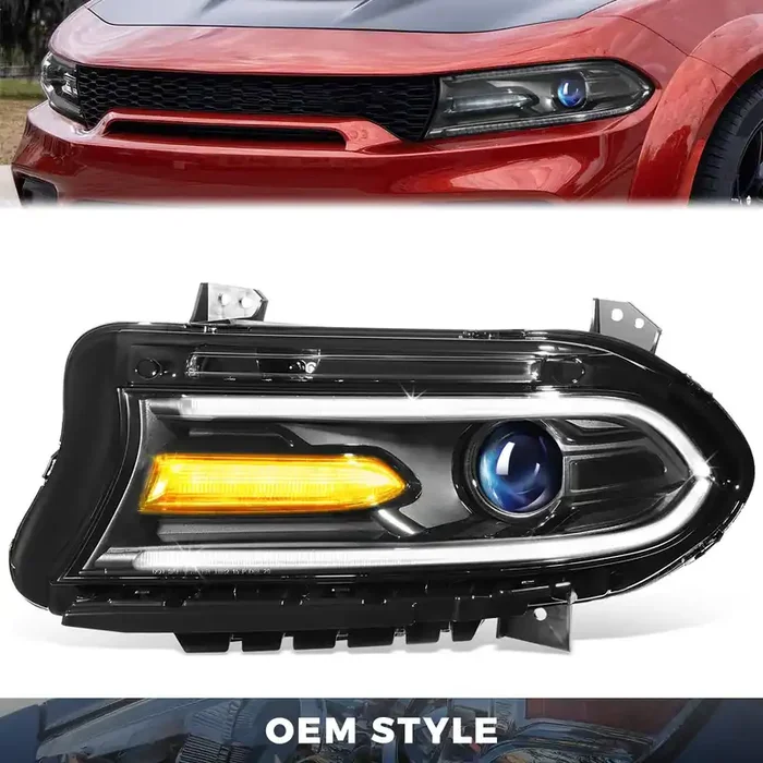 LED DRL HID Projector Headlight (Left) 15-22 Dodge Charger