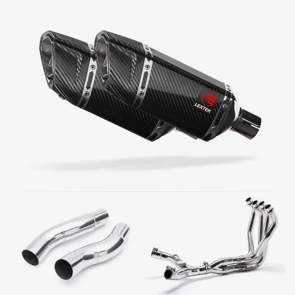 Lextek Carbon Fibre SP11C Gloss Exhaust System 200mm for Kawasaki Z1000 (10-19)