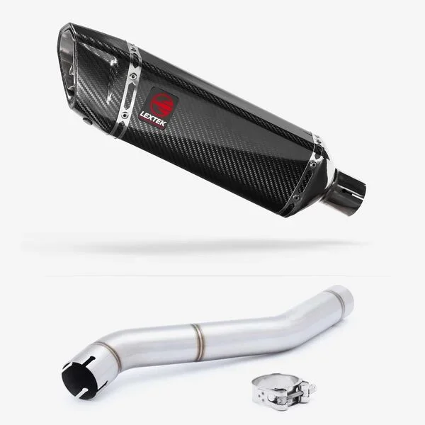 Lextek Carbon Fibre SP9C Gloss Exhaust 300mm with Link Pipe for Honda CBR600 F (87-90)