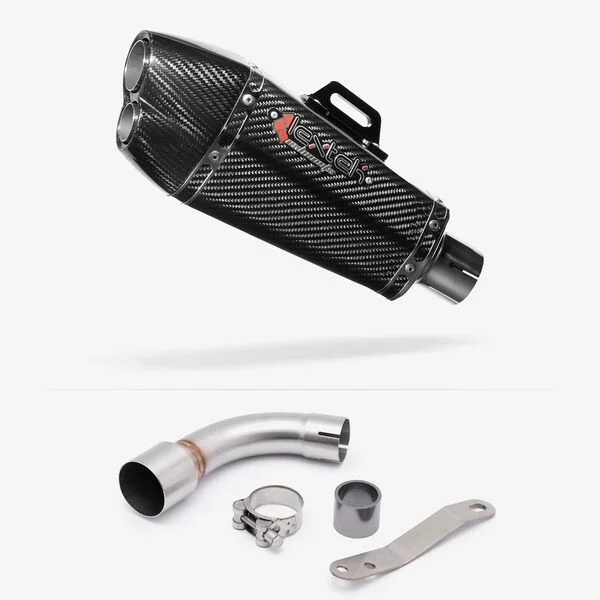 Lextek Carbon Fibre XP13C Exhaust 210mm with Link Pipe for Benelli TNT 125/135 (17-20)