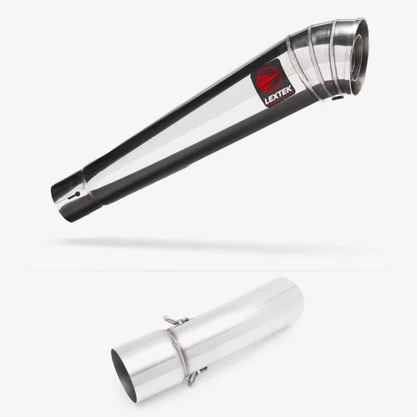 Lextek Stainless Steel MP4 Megaphone Exhaust 300mm with Link Pipe