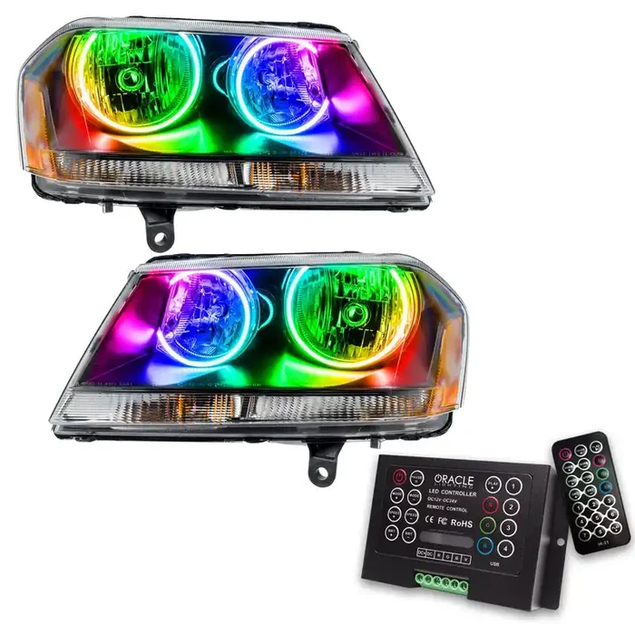 Pre-Assembled LED Halo Headlights (Black Housing) 08-14 Dodge Avenger RT