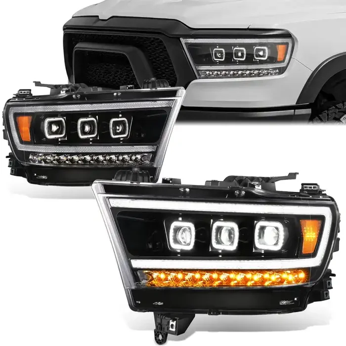 Sequential Full LED DRL Projector Headlights 19-24 Ram 1500