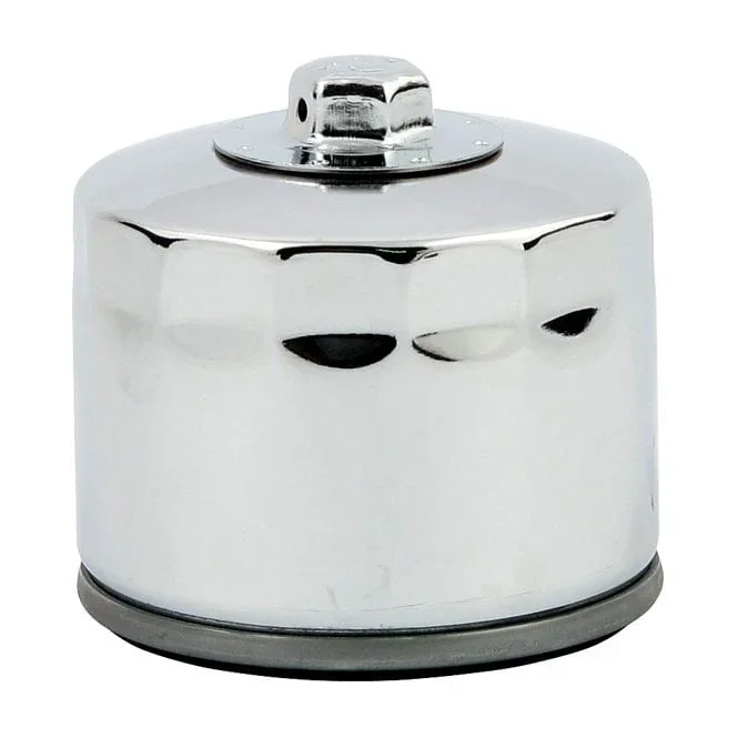 Spin-On Oil Filter With Top Nut. Chrome