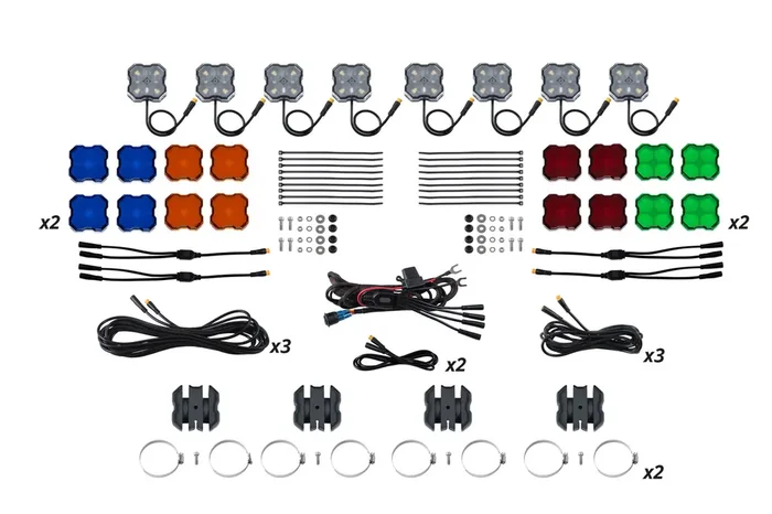 Stage Series SXS Rock Light Installer Kit White Diffused M8 (8-pack)